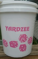 Yardzee Large 6 Cedar Wooden Lawn Dice Yard Game Deluxe Set w/ Farkle Card PINK