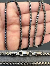 Franco Chain 2.5mm Necklace Black Oxidized Rhodium Over Real 925 Sterling Silver