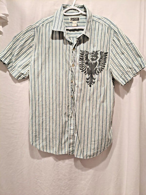 Route 66 Original Clothing Co Striped Mens Short Sleeve Large Eagle Shirt Sz: XL