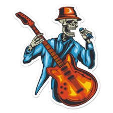 Guitar Singer Skeleton Sticker Decal