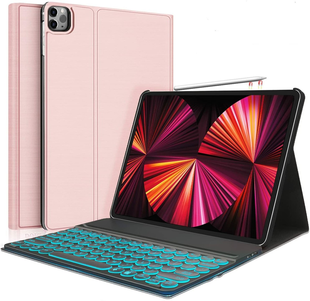IVEOPPE IPad Pro 12,9 Tastaturhülle Mit 7-Farb-Beleuchtung - Magnetische Bluetooth Tastatur Für IPad Pro 2018-2022