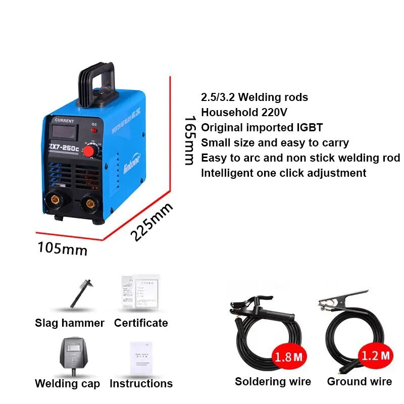 ZX7-250C Mini Arc Welding Machine Handheld Pure Copper IGBT