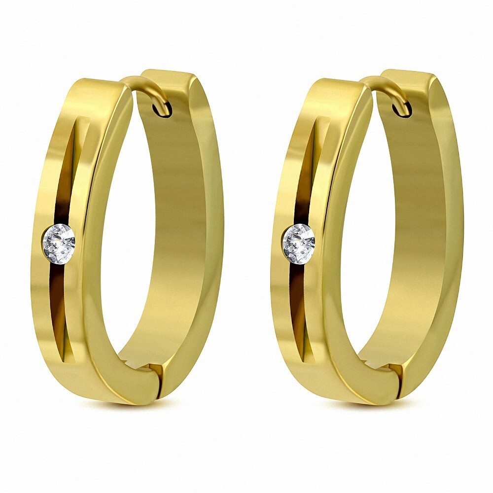 4Mm | Huggie Earrings In The Shape Of A Horseshoe In Stainless Steel Gold