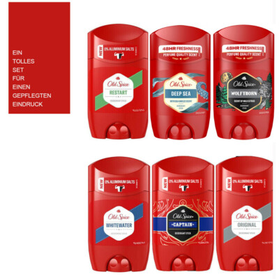 6tlg. MIX-Set  Old Spice Deo Stick Original Captain Deep Sea Restart White Wolf