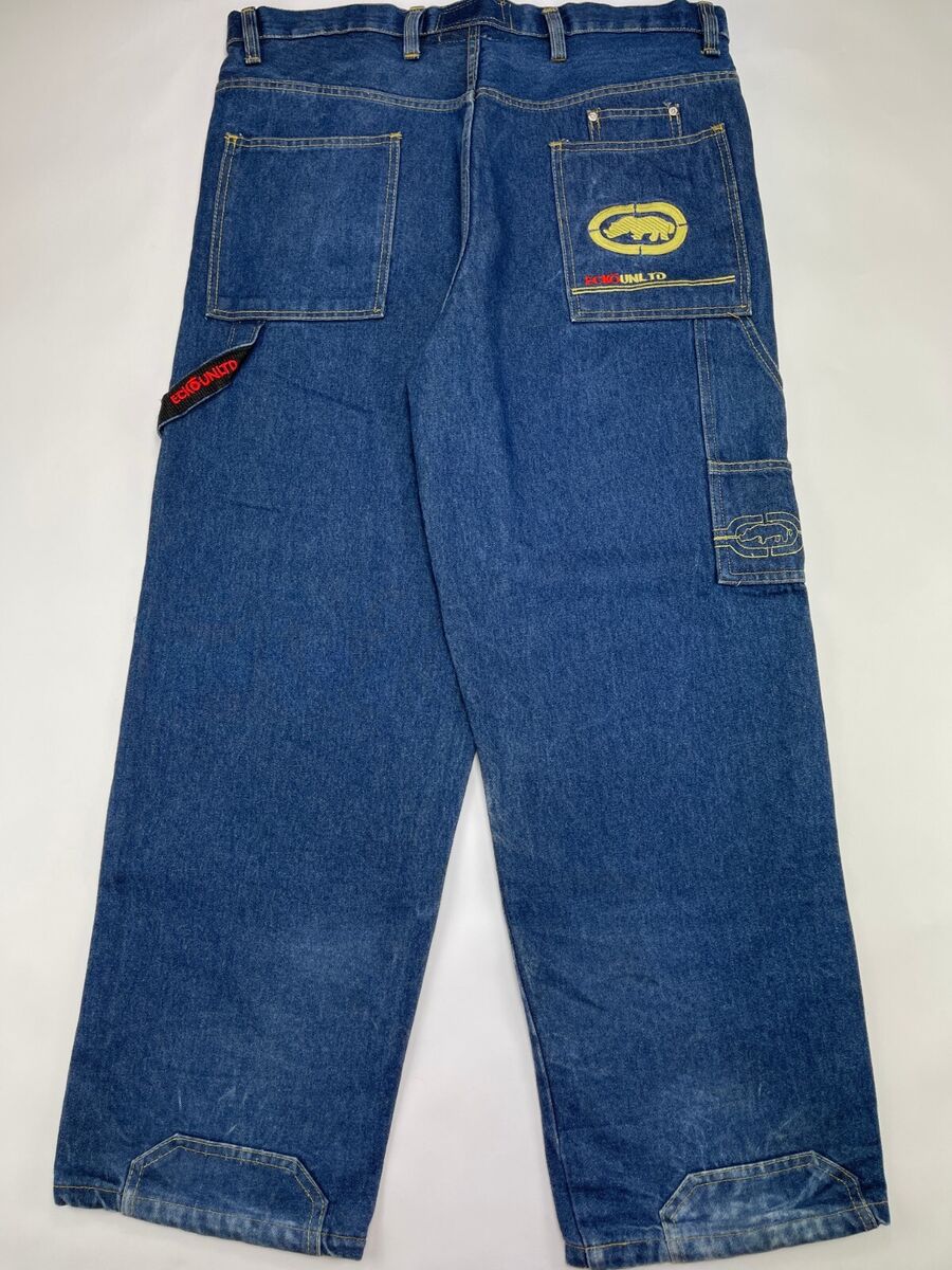 Ecko Unltd jeans, blue vintage baggy pants, 90s hip hop, Y2K Ecko Unltd jeans, blue vintage baggy pants, 90s hip hop, Y2K