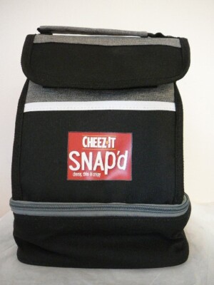 Kellogg's Cheez-It Snap'd Logo Gray Black & White Insulated Lunch Box Handle-NEW