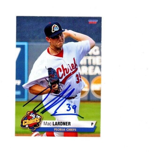 Mac Lardner signed autograph 2021 Peoria Chiefs baseball card Pasadena