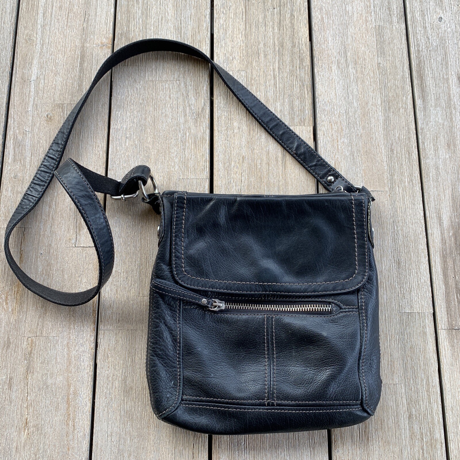 FOSSIL Black Leather Crossbody Purse Adjustable Strap eBay