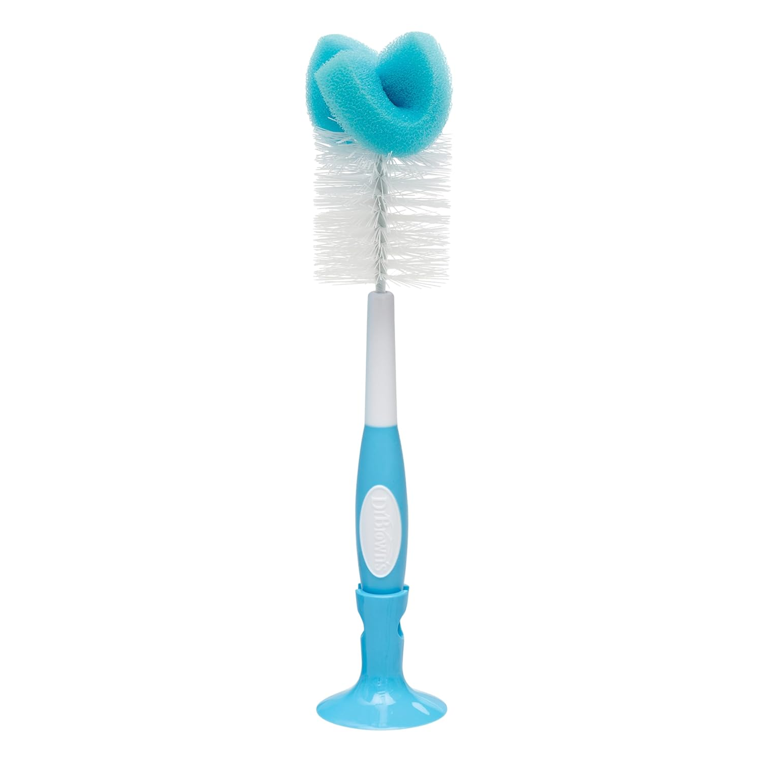 Eco-Friendly Baby Bottle Scrub Brush with Suction Cup Stand & Sponge Cleaner
