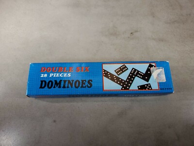 Double Six Wooden Dominoes Vintage W/ Box