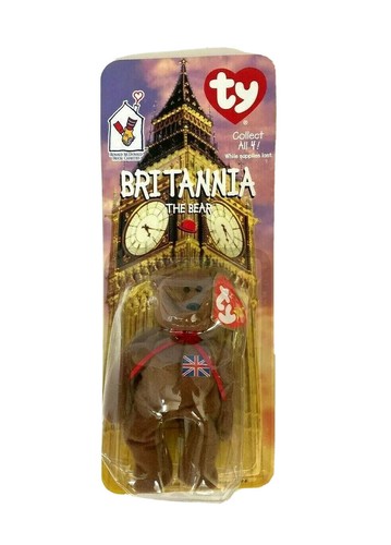mcdonalds britannia the bear ty beanie baby rare december 1997 tag errors new - 第 2/12 張圖片