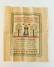Grandmothers Cross Stitch Sampler 1989 14.5"x17.5" Completed Unframed