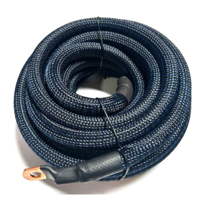 25ft BLACK/BLUE SNAKESKIN OFC Wire Strands Copper Marine Cable AWG 4 Gauge