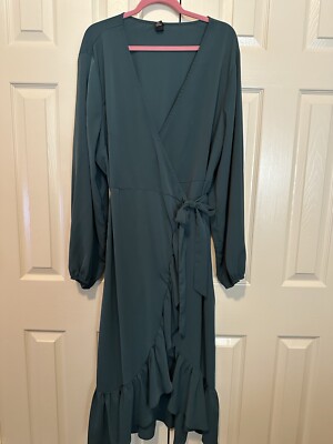 SHEIN Curve Wrap High Low Ruffle Dress Woman's Long Sleeve Size 3X Dark Green | eBay SHEIN Curve Wrap High Low Ruffle Dress Woman's Long Sleeve Size 3X Dark Green | eBay