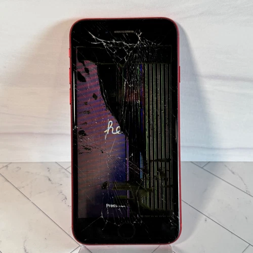 Cracked Screen LCD Apple iPhone SE 2nd Gen 64GB Red AT&T A2275 #H68