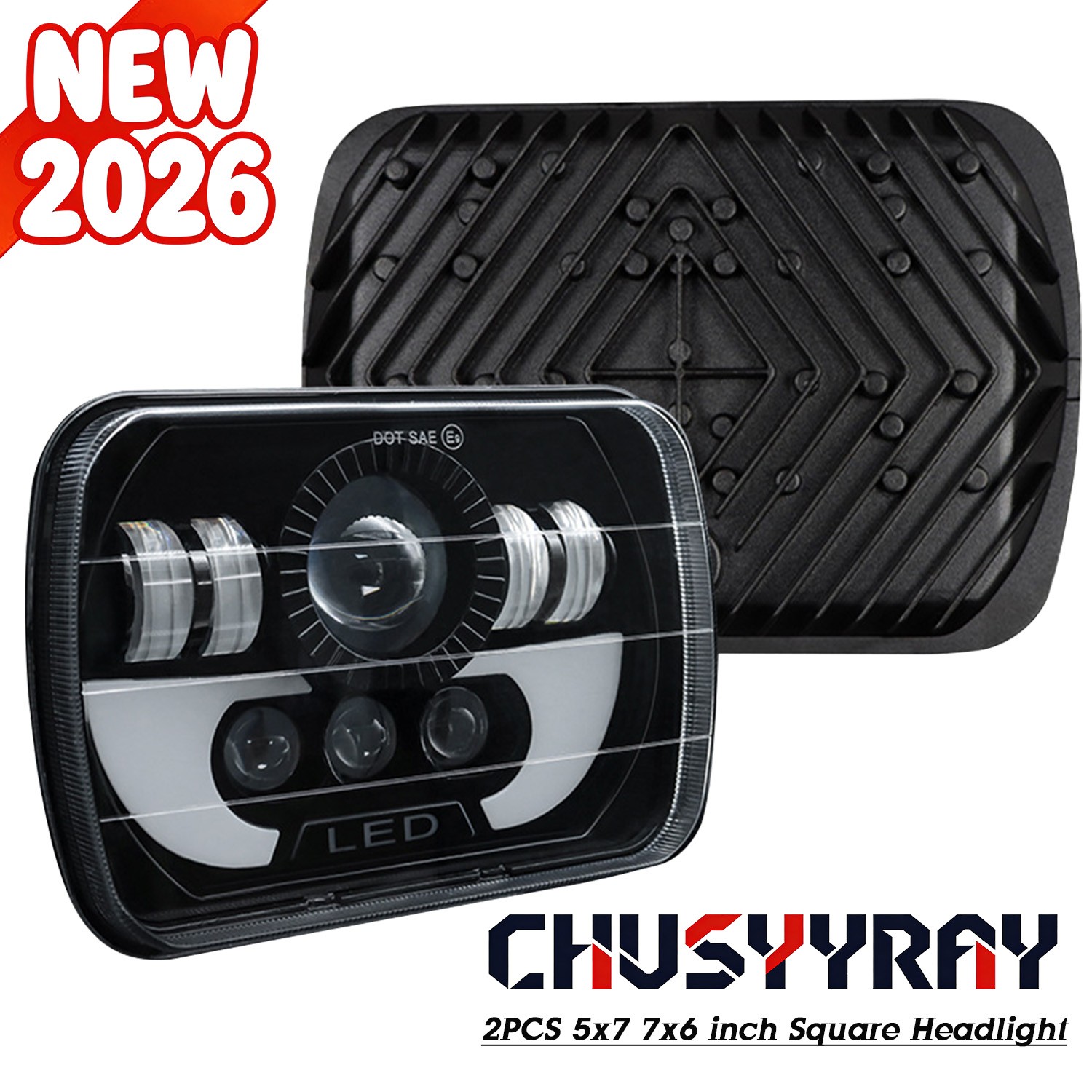 PAIR 7X6" 5x7" LED Headlights square FIT Chevy Express Cargo Van 1500 2500