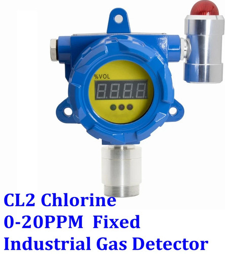 CL2 Chlorine Fixed Gas Detector with Display Alarm Industrial Monitor 0-20PPM - Picture 1 of 10