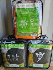 Halloween Country Canvas Round Bale Cover Lot Of 3 Skeleton, Spider, Ghost