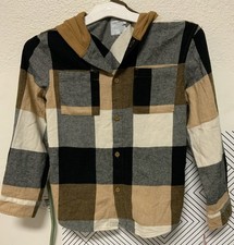 Cat Jack Boy's Long Sleeve Hooded Flannel Size M 8