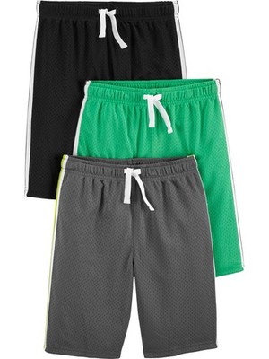 Simple Joys by Carter's Toddler Boys 3pack Mesh Shorts, black, green, grey, 5T