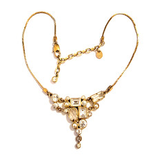 Dyrberg Kern  Halskette Collier gold mit Kristall + Perlen