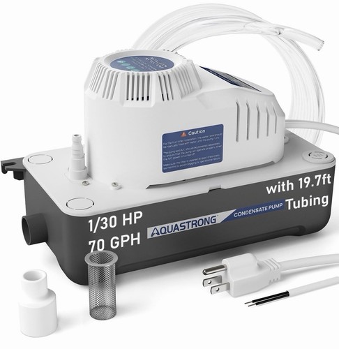 AQUASTRONG 115V 70 GPH HVAC Condensate Pump w/ Safety Switch & 19.7ft ...