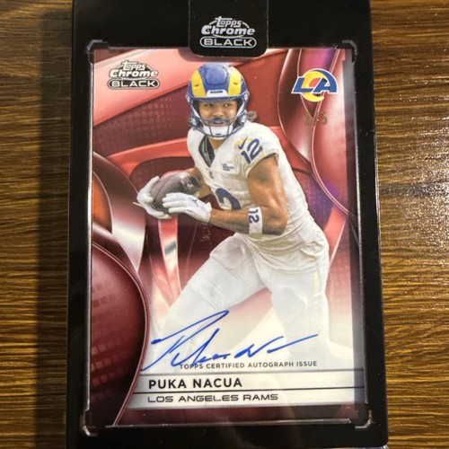 Topps Chrome Black 2025 Puka Nacua Red Refractor 2/5  Auto  Rams ON CARD AUTO