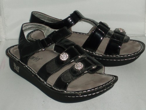 ALEGRIA PG LITE Women's Size 40 KLE-101 BLACK PATENT LEATHER SLINGBACK SANDAL