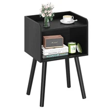 Yoobure Mid Century Modern Nightstand Small Space Side Table with Storage Woo...