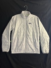 Patagonia Nano Puff Brick Quilt Jacket Kids 14 XL Silver White Primaloft Zip-Up