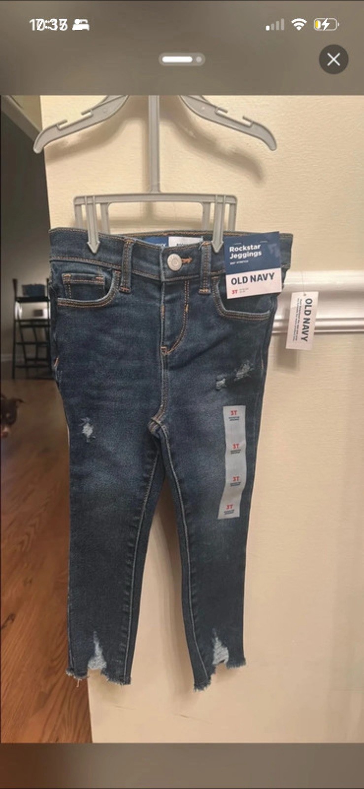 Old Navy Rockstar Jeggings Girls 3T Blue Dark Wash Distressed Jeans
