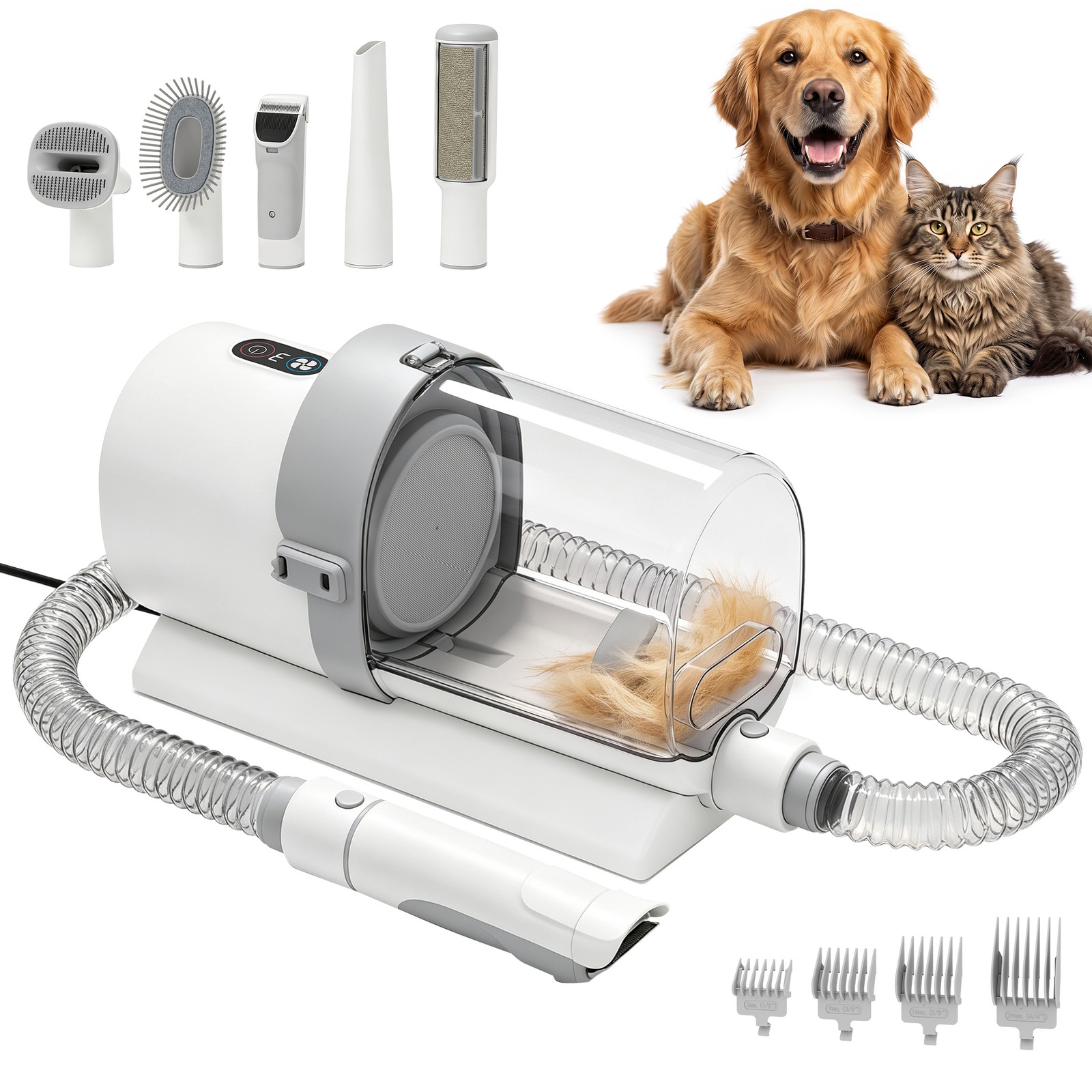PawHut Kit Toelettatura 2.5L Cani e Gatti 5 in 1 con Aspirapolvere, Tosatrice