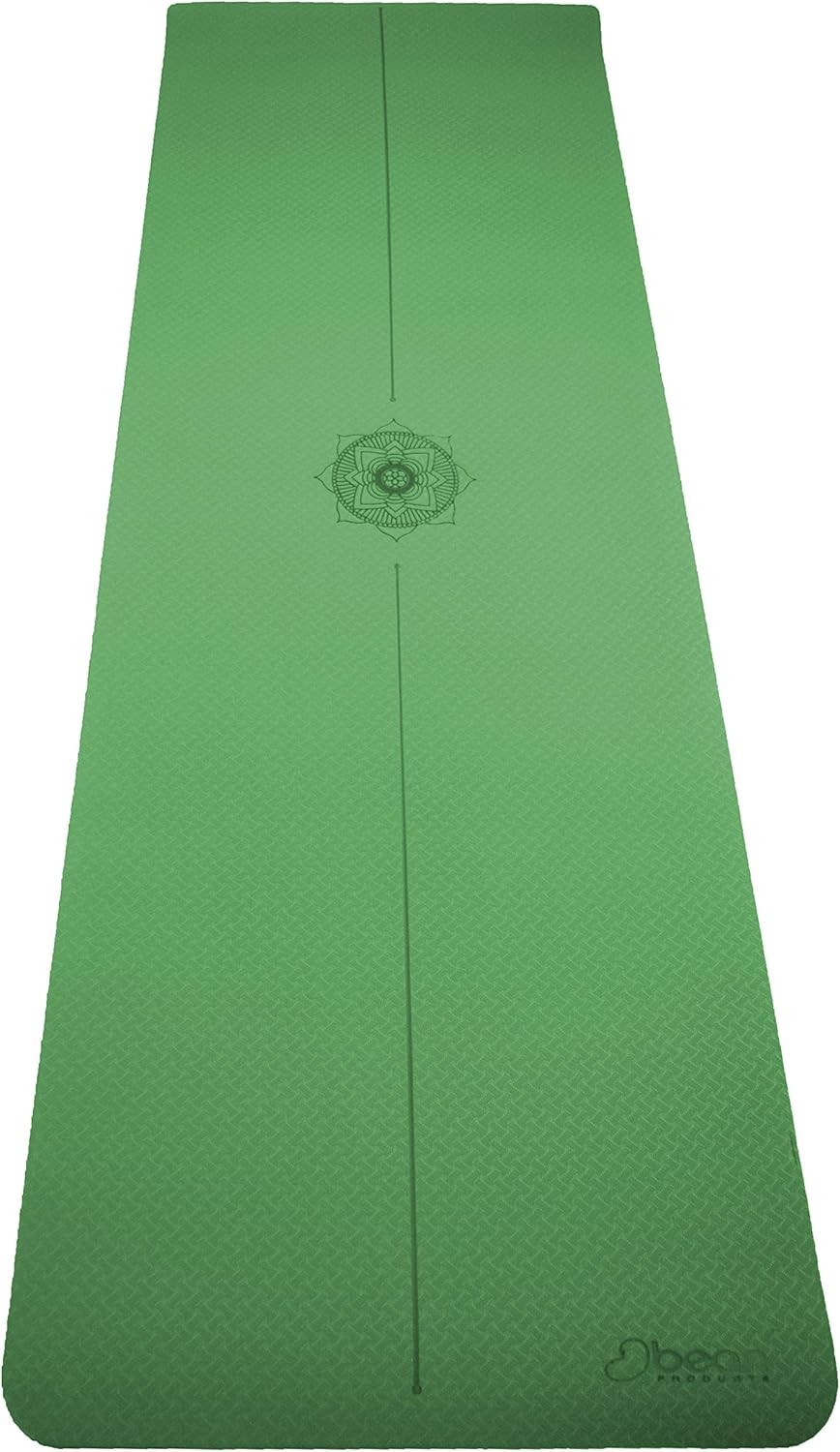 Superlite TPE Yoga Mat with Centering Mandala Design Extra-Long Non-Skid Slip-Resistant