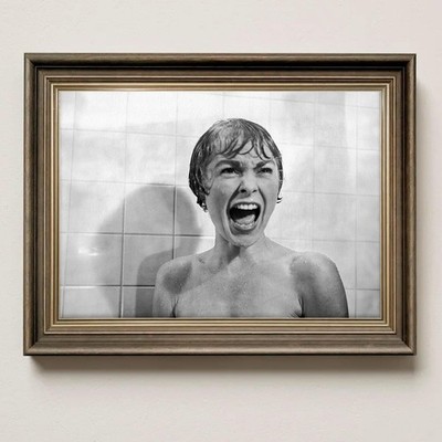 Psycho Shower Scene Poster, Funny Retro Horror Bathroom Wall Art