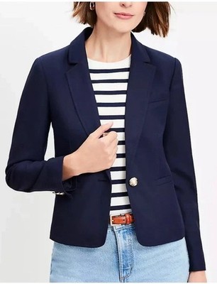 NWT ANN TAYLOR LOFT DEEP SPACE BLUE TWILL SCHOOLBOY BLAZER JACKET SZ 10