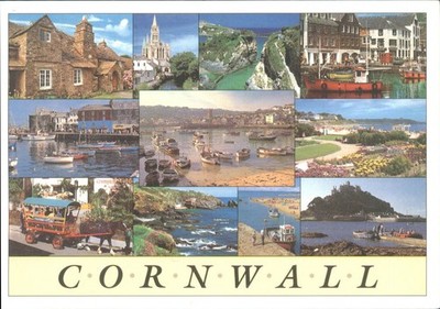 Vintage JOHN HINDE Cornwall Multi-View Postkarte UK Küste Städte Küste