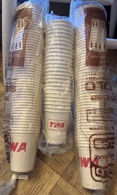 Vintage TWA Airlines Disposable Paper Coffee cups, Two Sets Of 50, One Set Of 25