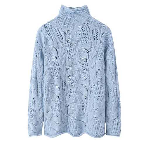 Stylish Hollow Twist Wool Sweater Women Autumn Winter Design Sense Turtleneck - Bild 7 von 10