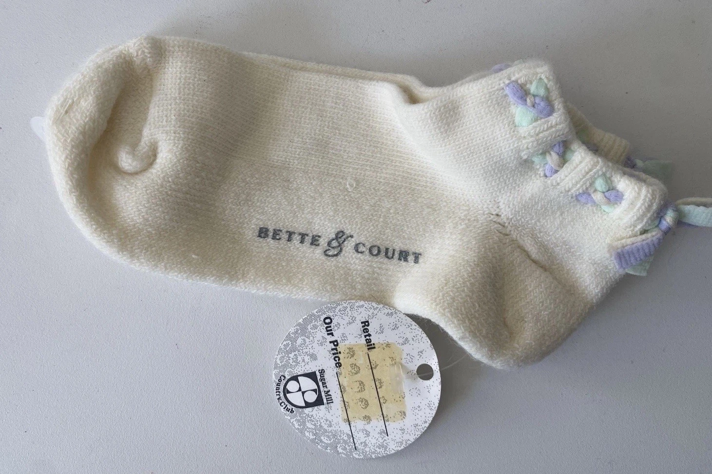 Vintage Women’s Tennis Ankle Socks Bette Court Sanitized Size 9-11 Made In USA