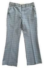 1970s-80s Blue Plaid Vintage Pants Size 34x30