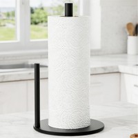 KüChenrollenhalter Edelstahl Stehend Schwarz Rutschfest Stabil 17X17X30 Cm