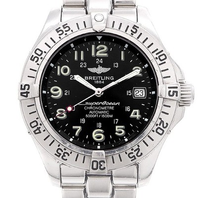 BREITLING Superocean A17360 Date 1500m Schwarz SS Edelstahl Herren Automatik