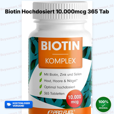 Biotin hochdosiert 100 mcg, 365 Tabletten mit Zink & Selen, Hochwertiger Komplex