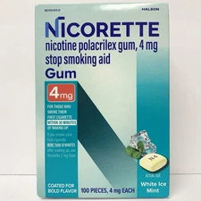 Nicorette Gum 4mg White Ice Mint 100 pieces Exp. 2027 NEW