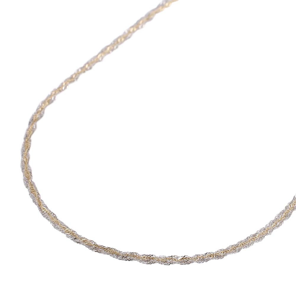 Solid Pt850 Platinum & 18K Yellow Gold 3-Strand Singapore Chain Necklace 16.5"