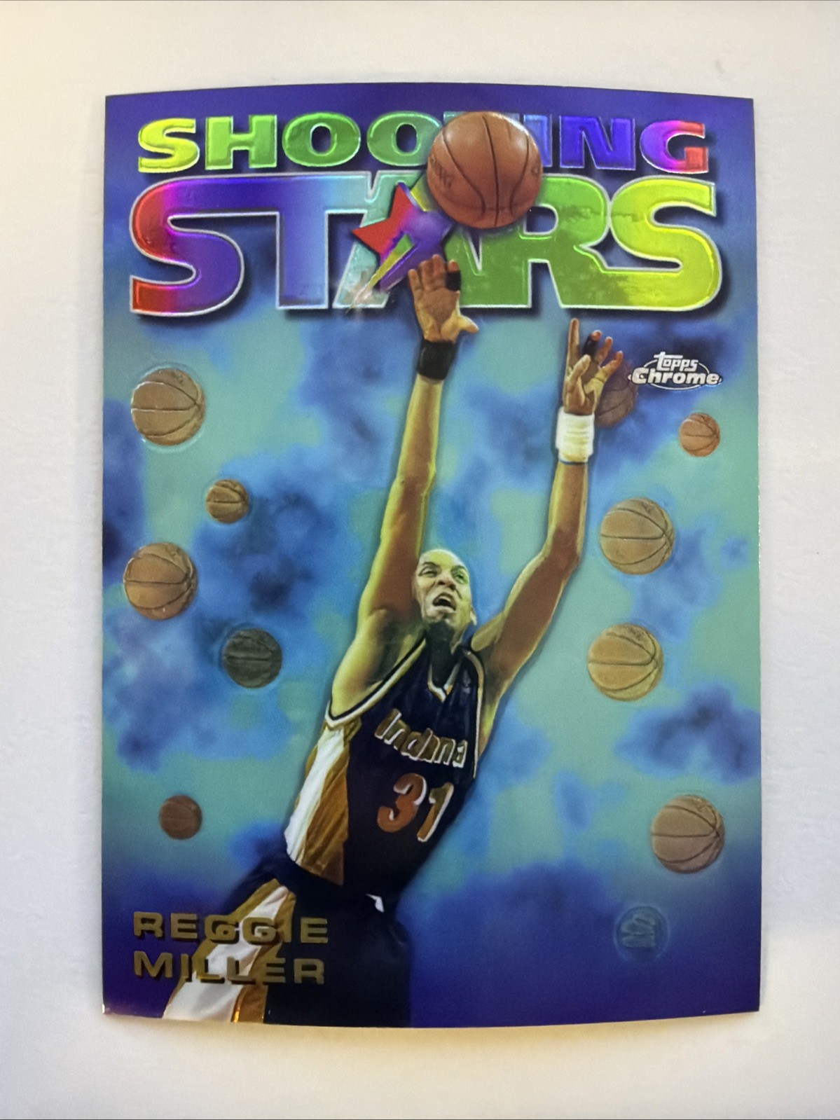 1997-98 Topps Chrome Season's Best #9 Reggie Miller Shooting Stars PACERS HOF