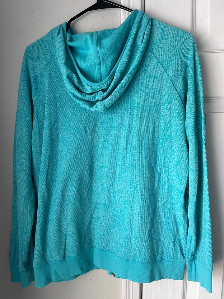 Sudadera con capucha Fresh Produce para mujer XL azul cremallera completa estampado cachemir Foto 4 de 4