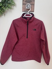 The North Face Boys Size Small 7/8 Red Quarter Zip Pullover Fleece Black Trim