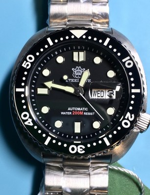 STEELDIVE TURTLE DIVER 45MM BLACK DIAL SEIKO NH36 SAPPHIRE CERAMIC BEZEL LUME!!