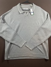 Tommy Bahama Polo Shirt Harbor Town Coolside Grey New LS 1XLB Big And Tall NWT